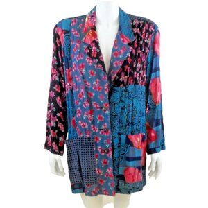 NWT NOS Vintage Carole Little Multicolor Patchwork Print Blazer Jacket